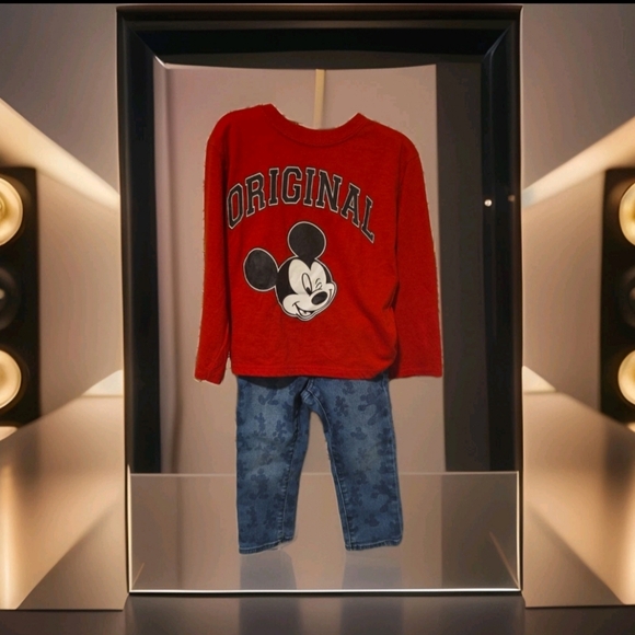 6pc Lot Pre-loved Boys Disney Mickey Mouse Blue Denim Jeans &tops,shoes&socks - Picture 8 of 12